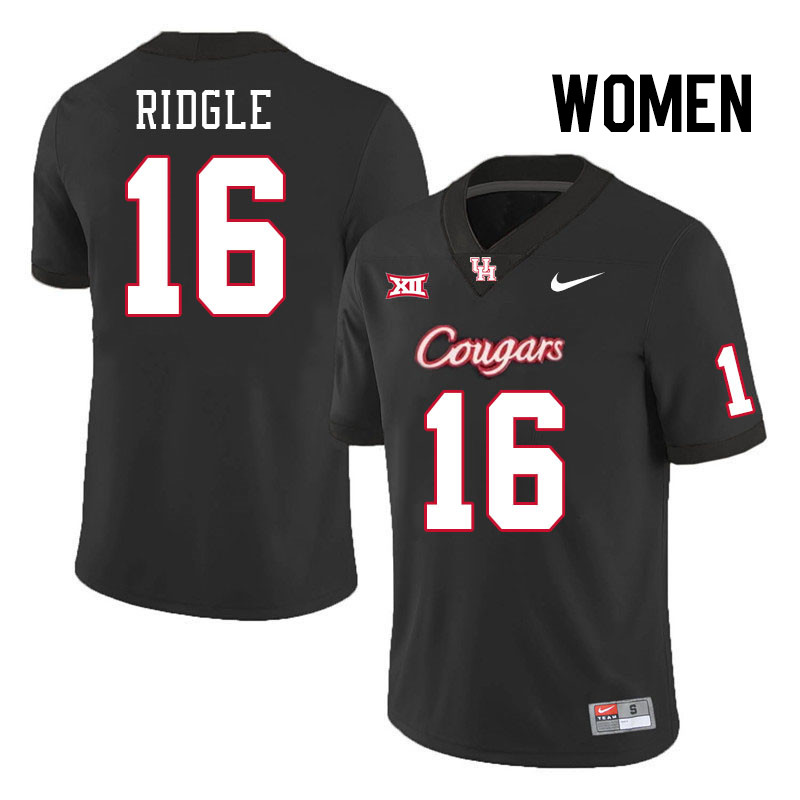 Women #16 JayShon Ridgle Houston Cougars College Football Jerseys Stitched-Black